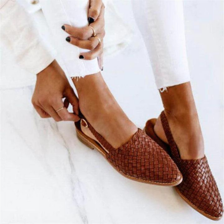 Elegant Woven Vegan Leather Ballerinas