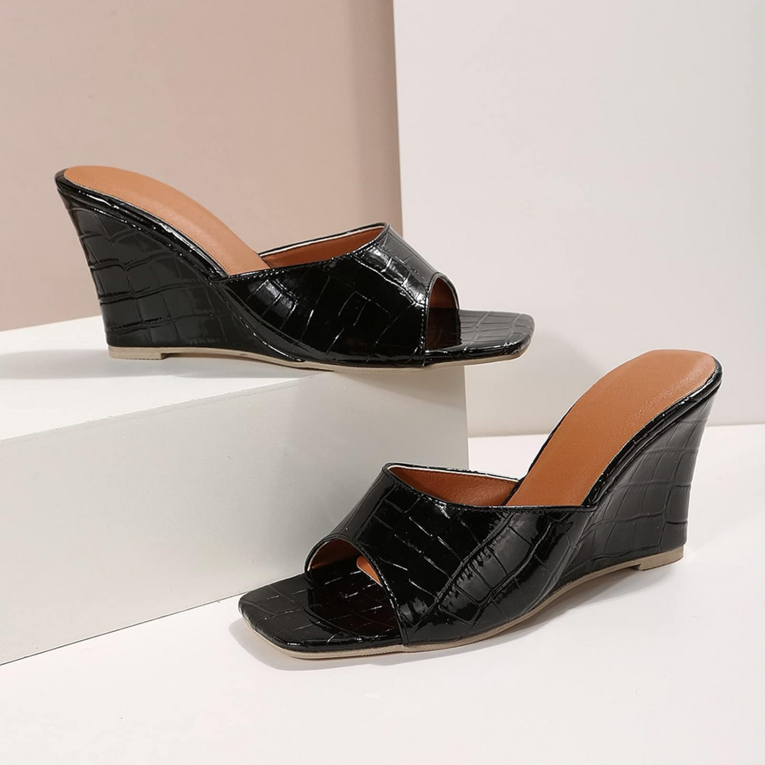 Womens Leather Wedge Cushioned Shoes