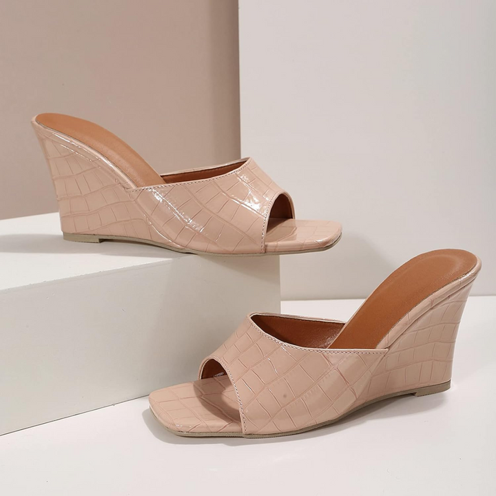 Womens Leather Wedge Cushioned Shoes