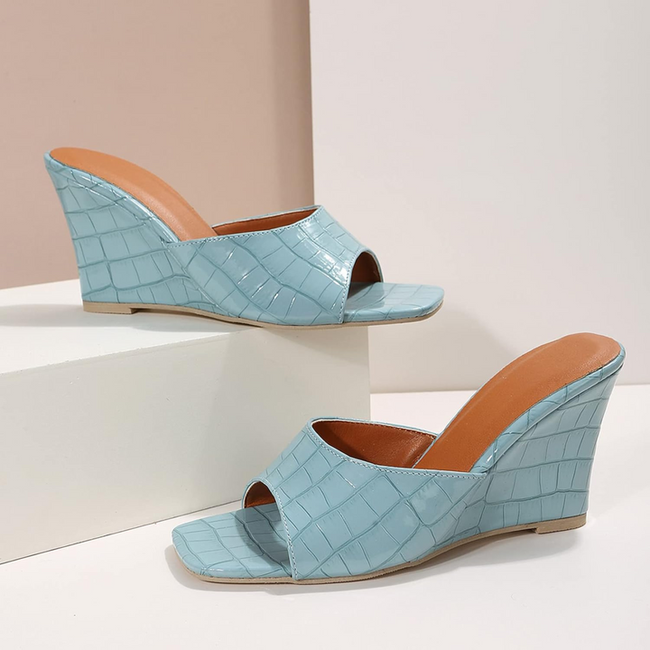 Womens Leather Wedge Cushioned Shoes