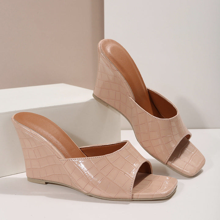 Womens Leather Wedge Cushioned Shoes