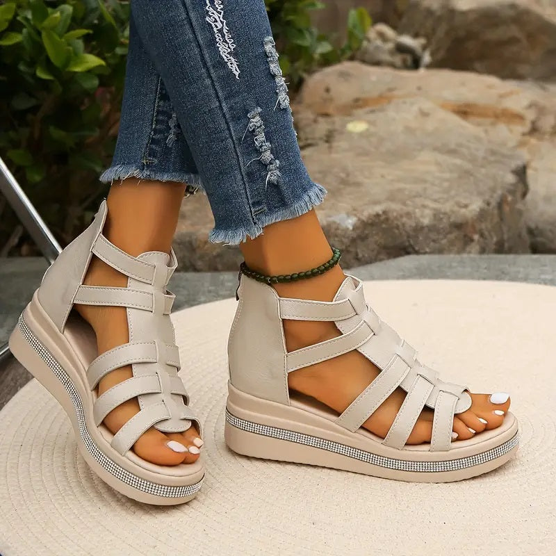 Comfort Sandals with Rhinestone Decoration
