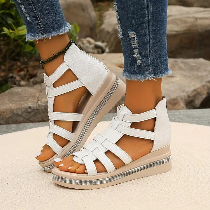 Comfort Sandals with Rhinestone Decoration