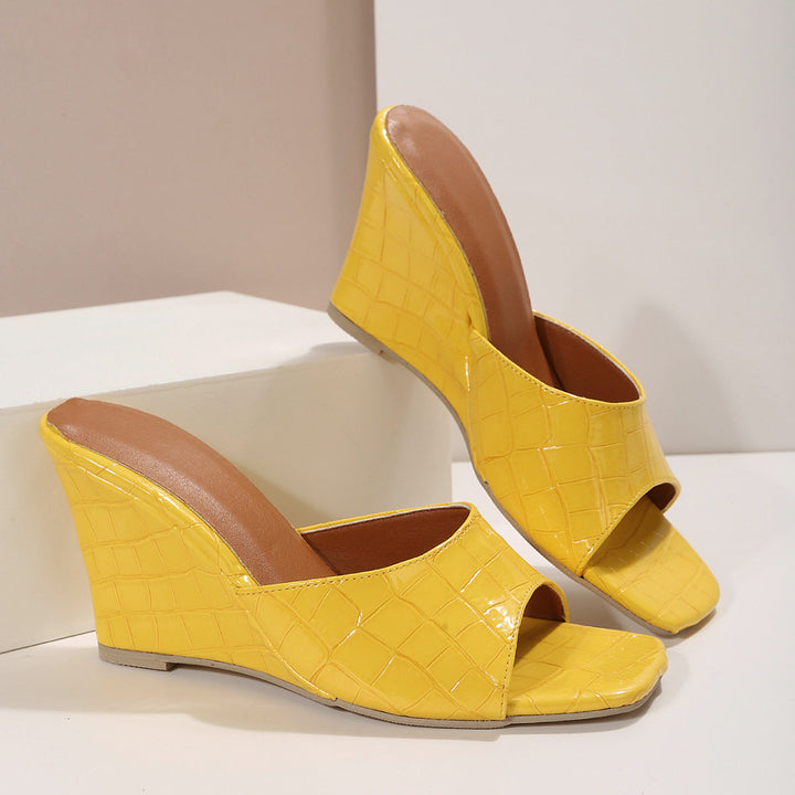 Womens Leather Wedge Cushioned Shoes