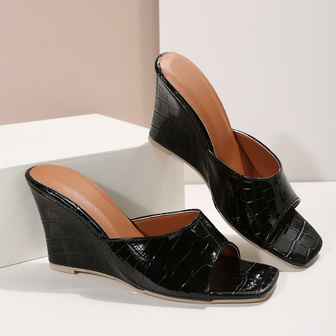 Womens Leather Wedge Cushioned Shoes
