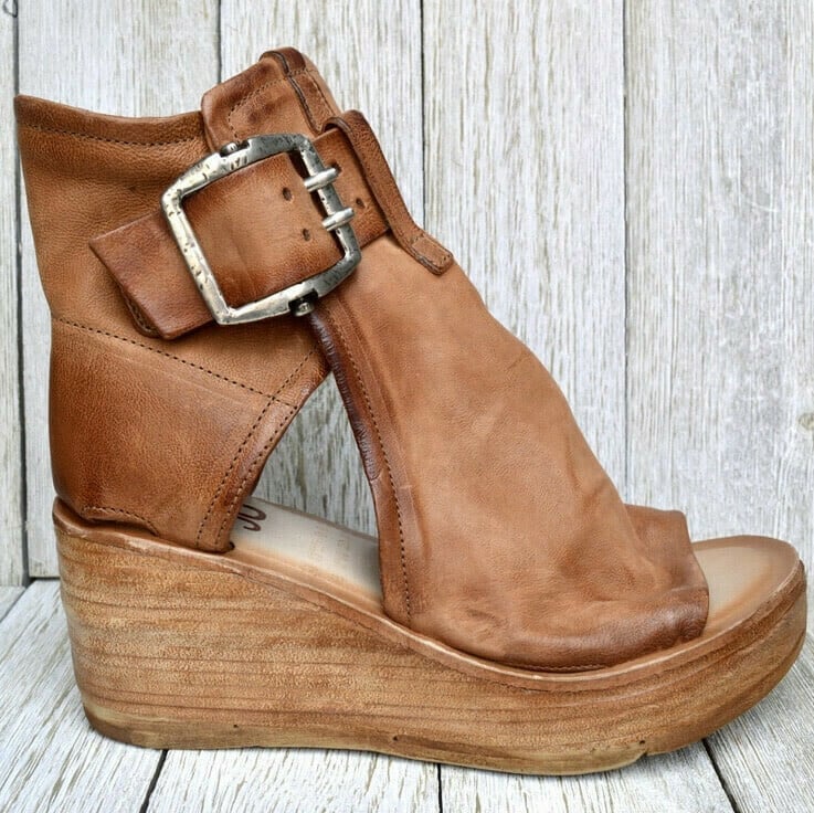 Wedge Sandals with Buckle in Boho Style