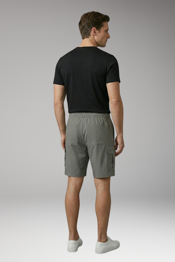 Men’s Cargo Shorts with Drawstring Waistband and Knee-Length Cut