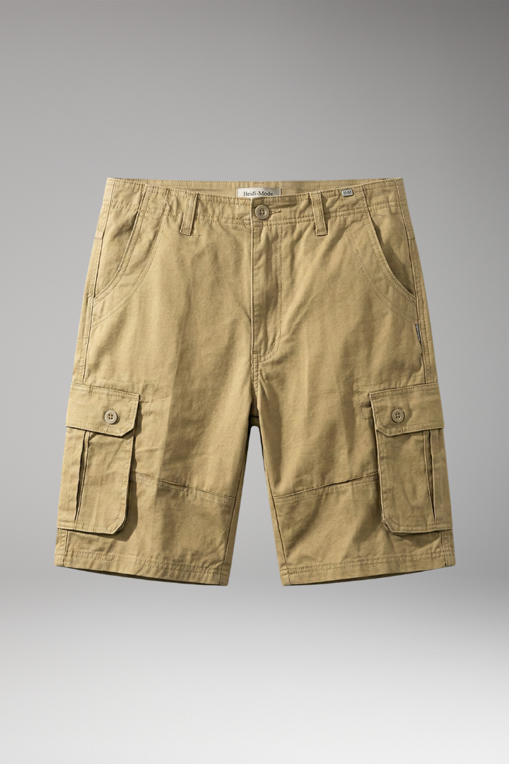 Men’s Summer Cargo Shorts with Button Fastening and Side Pockets