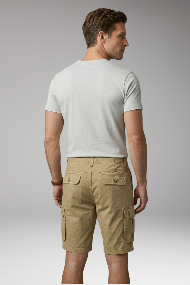 Men’s Summer Cargo Shorts with Button Fastening and Side Pockets