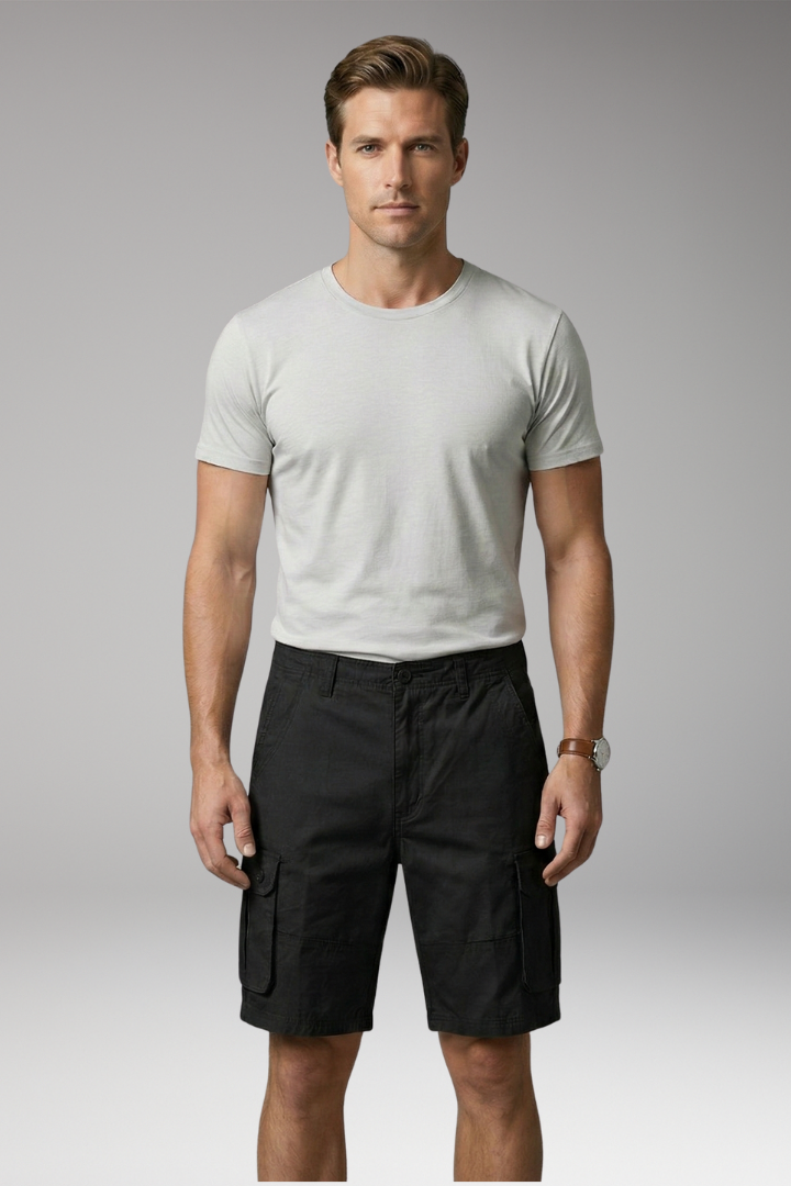 Men’s Summer Cargo Shorts with Button Fastening and Side Pockets