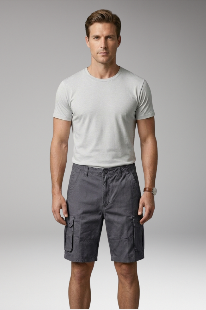 Men’s Summer Cargo Shorts with Button Fastening and Side Pockets