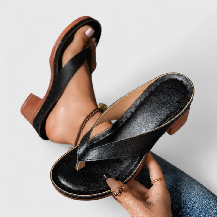 Womens Block Heel Thong Sandals with Platform Sole