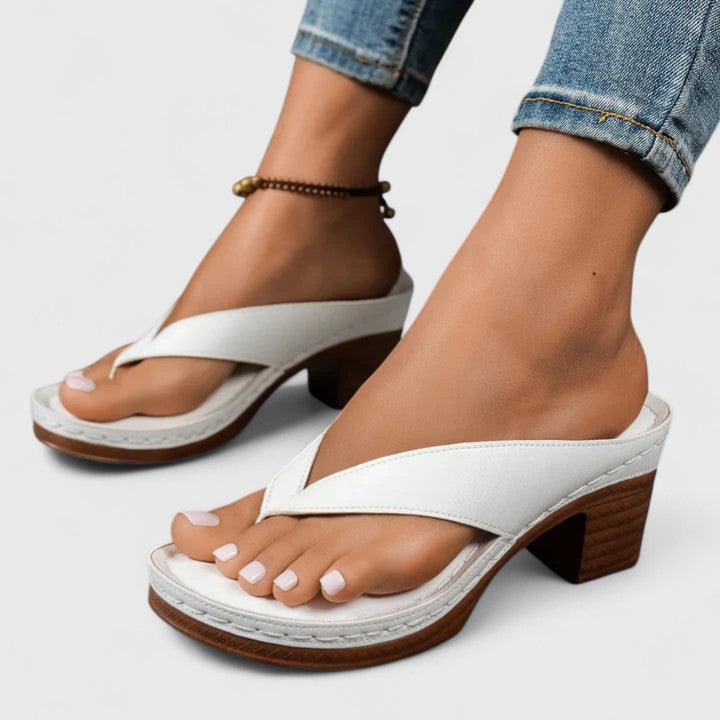 Womens Block Heel Thong Sandals with Platform Sole