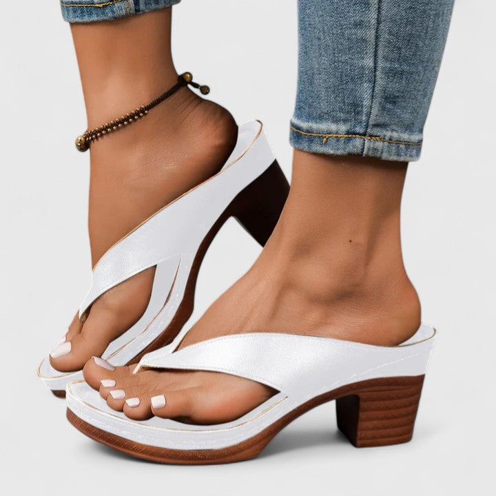 Womens Block Heel Thong Sandals with Platform Sole
