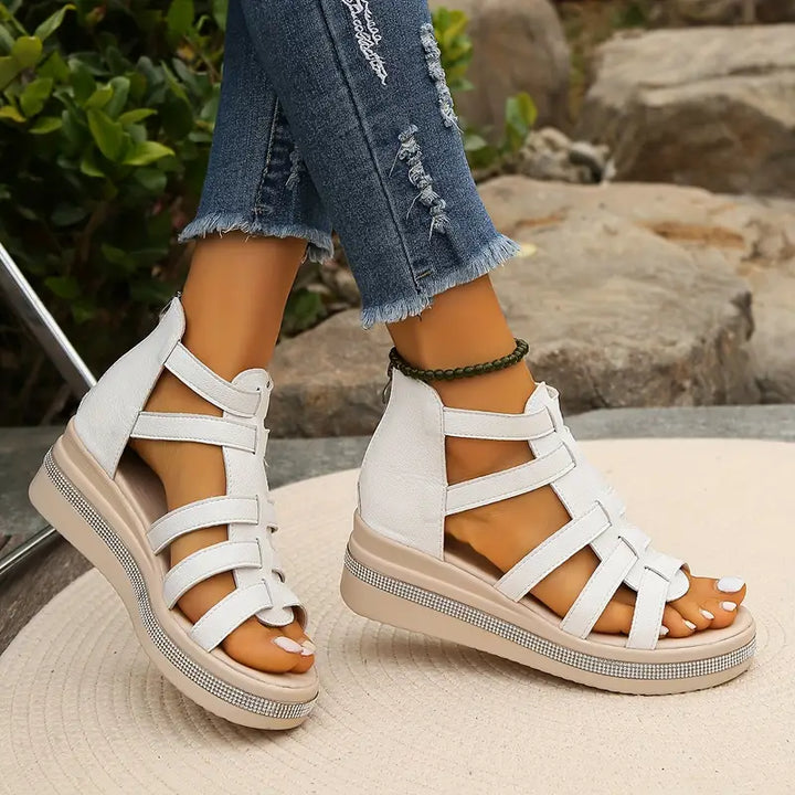 Comfort Sandals with Rhinestone Decoration