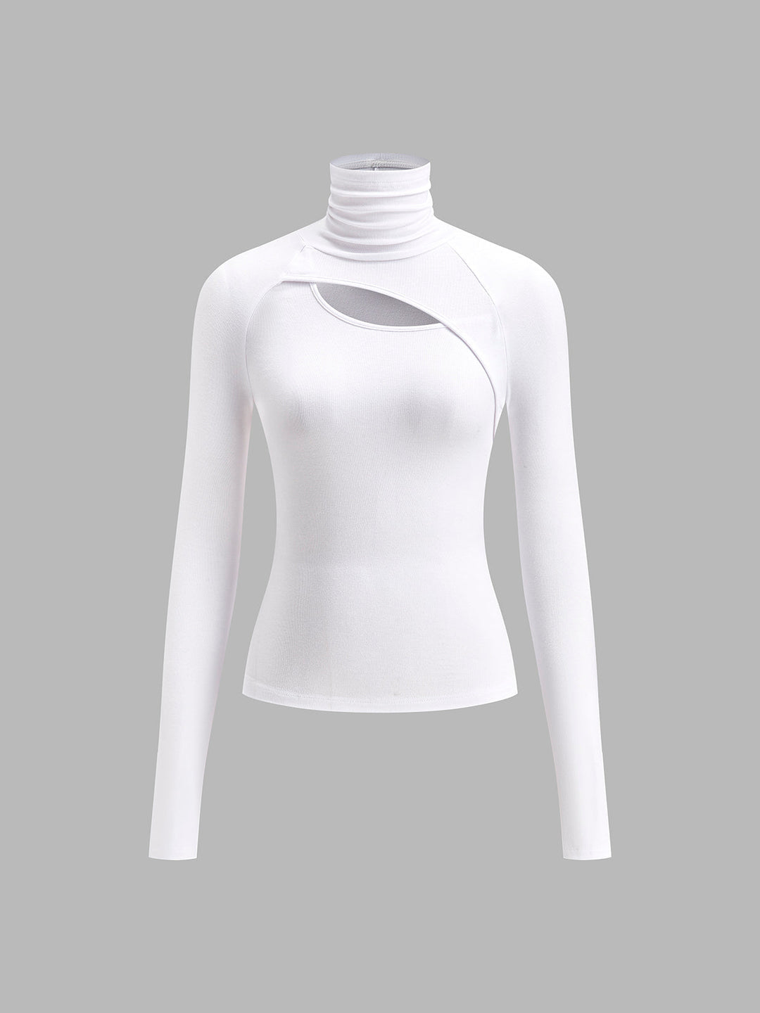 Womens Turtleneck Cutout Top Long Sleeve Fitted Going Out Top