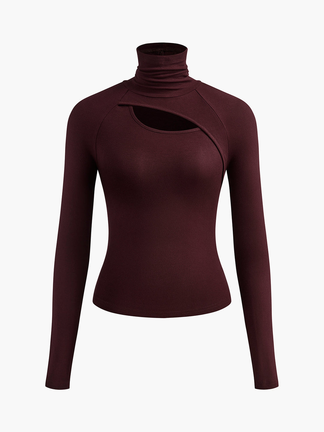 Womens Turtleneck Cutout Top Long Sleeve Fitted Going Out Top