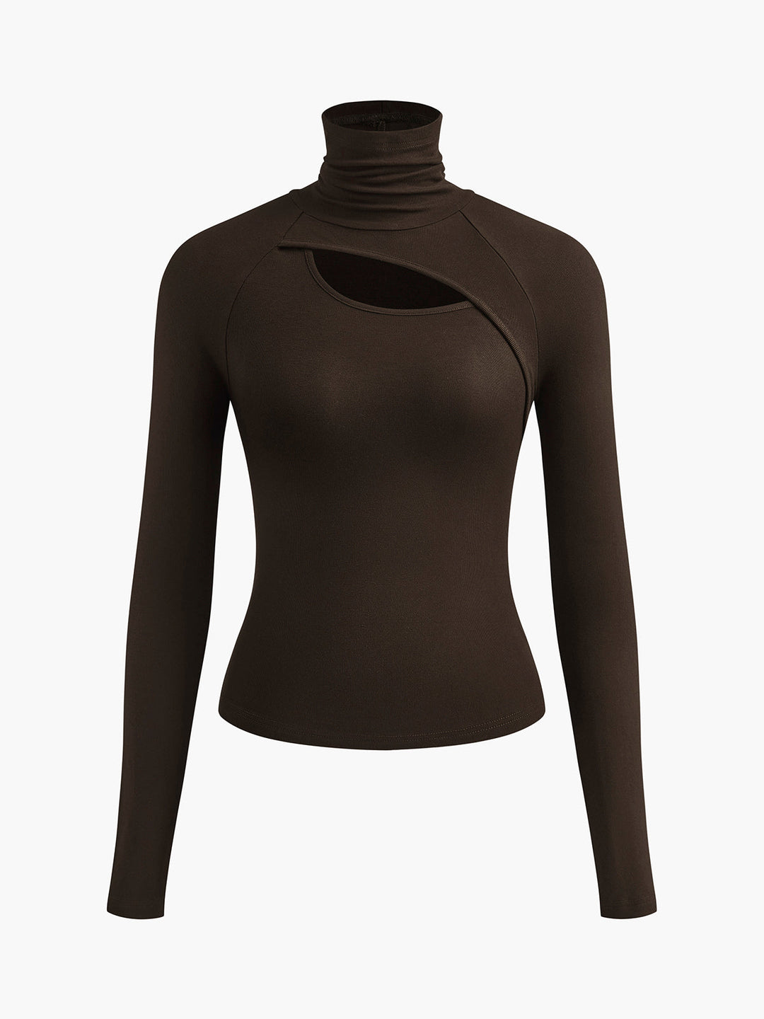 Womens Turtleneck Cutout Top Long Sleeve Fitted Going Out Top