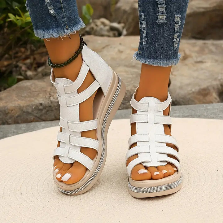 Comfort Sandals with Rhinestone Decoration